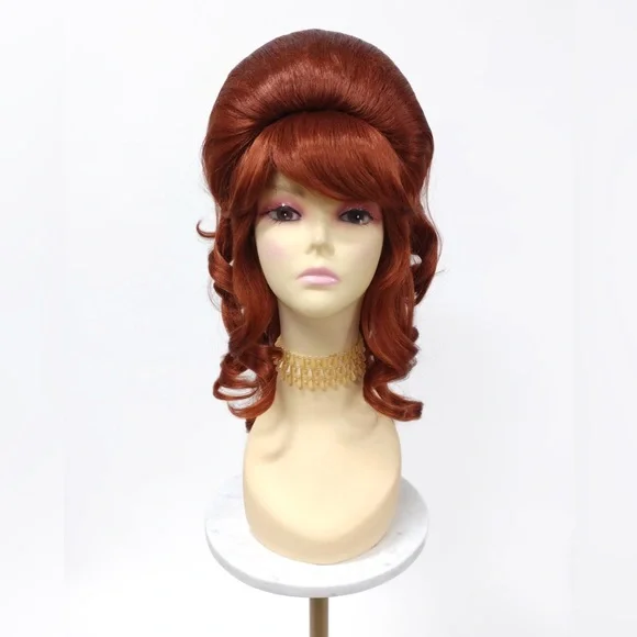 Auburn red retro 60s beehive wig - Picture 2 of 7